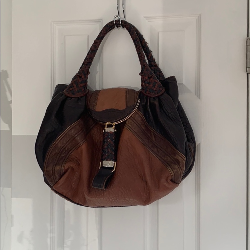 Fendi brown multicolour nappa leather